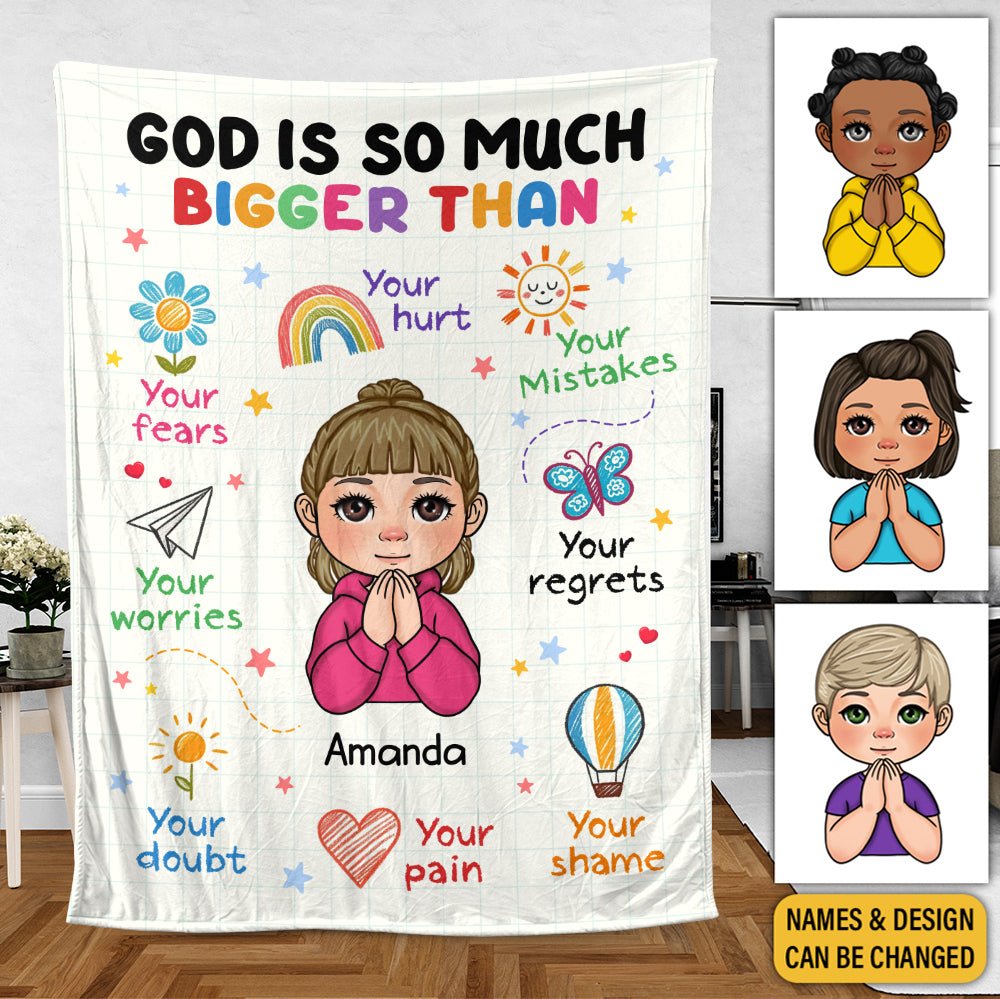 God Is So Much Bigger Than - Personalized Blanket - Meaningful Gift For Birthday - Giftago