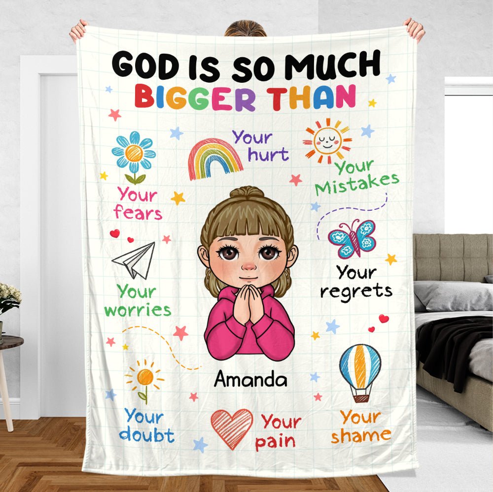 God Is So Much Bigger Than - Personalized Blanket - Meaningful Gift For Birthday - Giftago