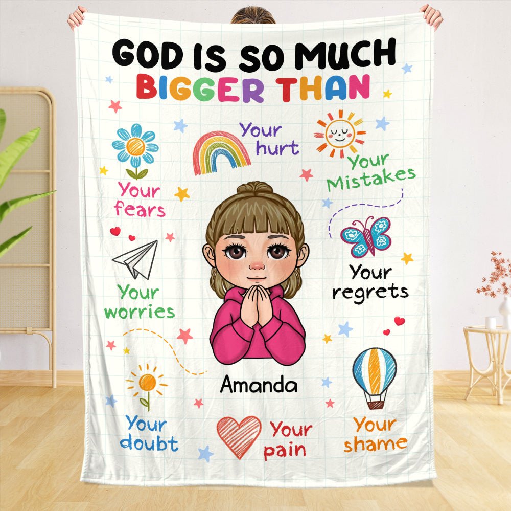 God Is So Much Bigger Than - Personalized Blanket - Meaningful Gift For Birthday - Giftago