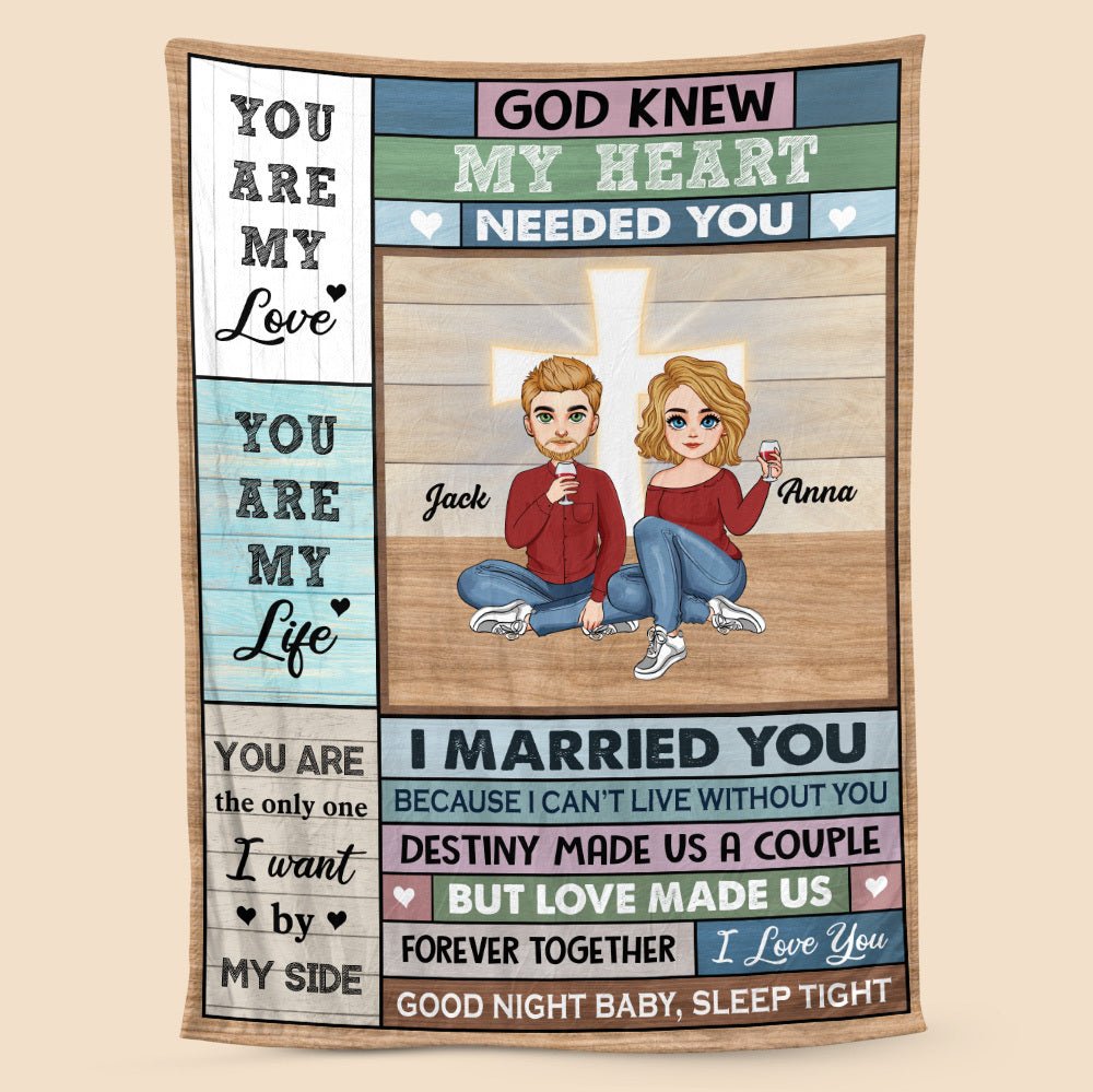 God Knew Couple - Personalized Blanket - Meaningful Gift For Valentine, For Couple - Giftago
