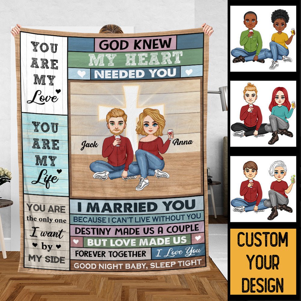 God Knew Couple - Personalized Blanket - Meaningful Gift For Valentine, For Couple - Giftago