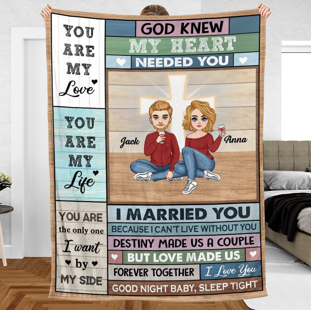 God Knew Couple - Personalized Blanket - Meaningful Gift For Valentine, For Couple - Giftago