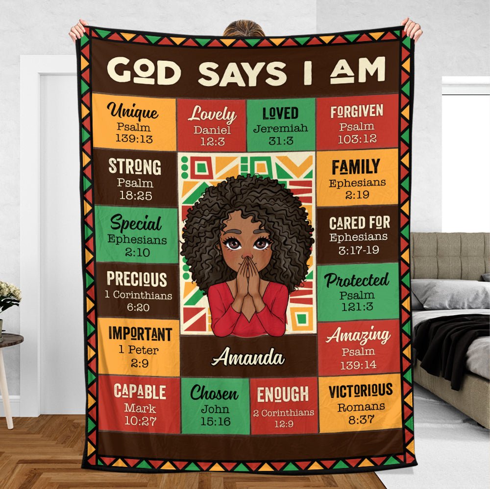 God Says I Am Black Go - Personalized Blanket - Best Gift For Mother, For Grandma - Giftago