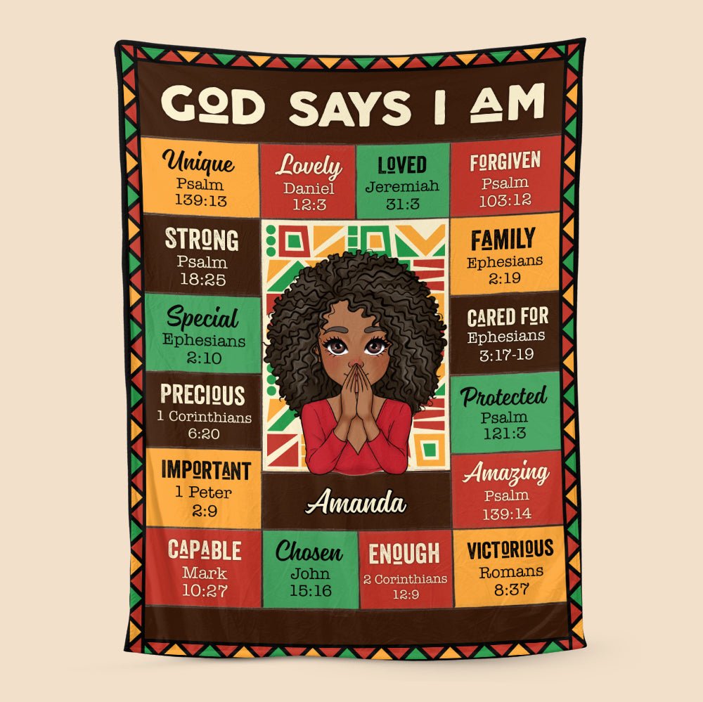 God Says I Am Black Go - Personalized Blanket - Best Gift For Mother, For Grandma - Giftago