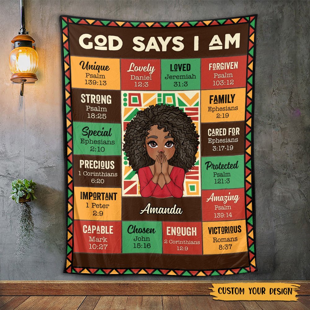 God Says I Am Black Go - Personalized Blanket - Best Gift For Mother, For Grandma - Giftago