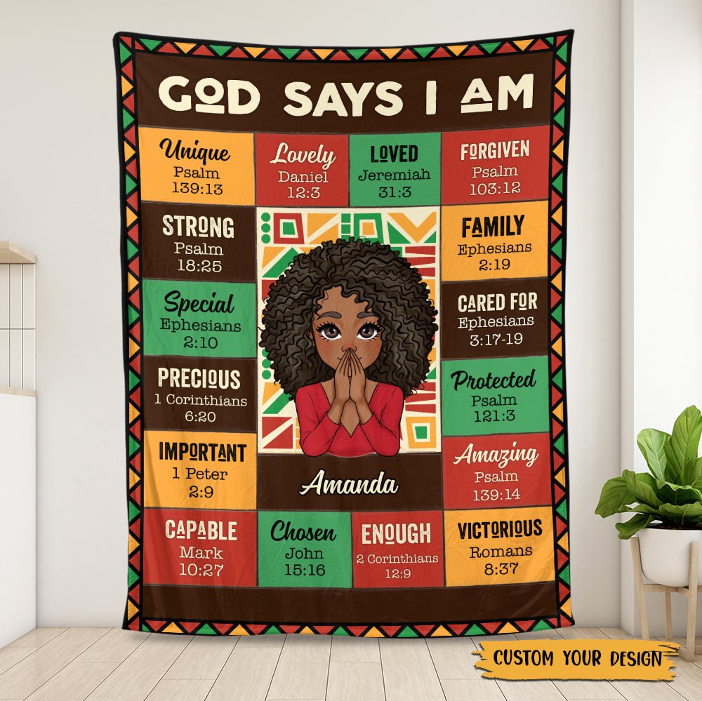 God Says I Am Black Go - Personalized Blanket - Best Gift For Mother, For Grandma - Giftago