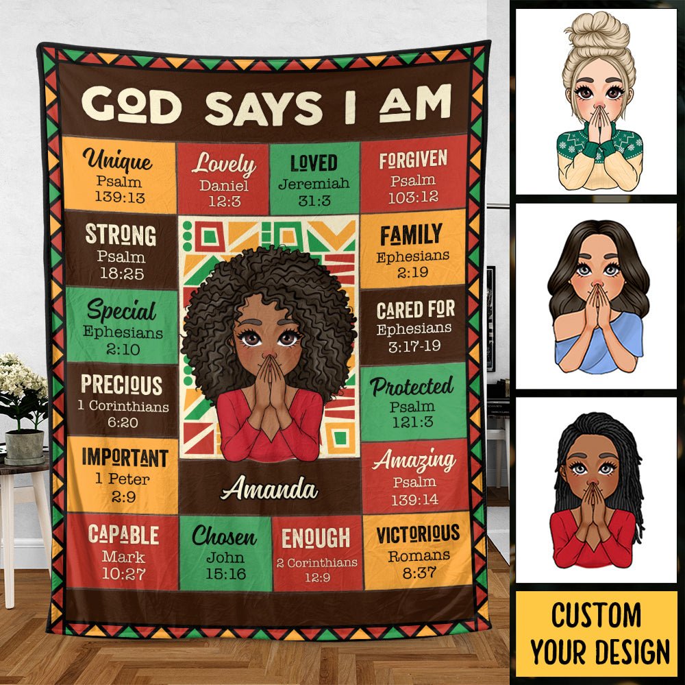 God Says I Am Black Go - Personalized Blanket - Best Gift For Mother, For Grandma - Giftago
