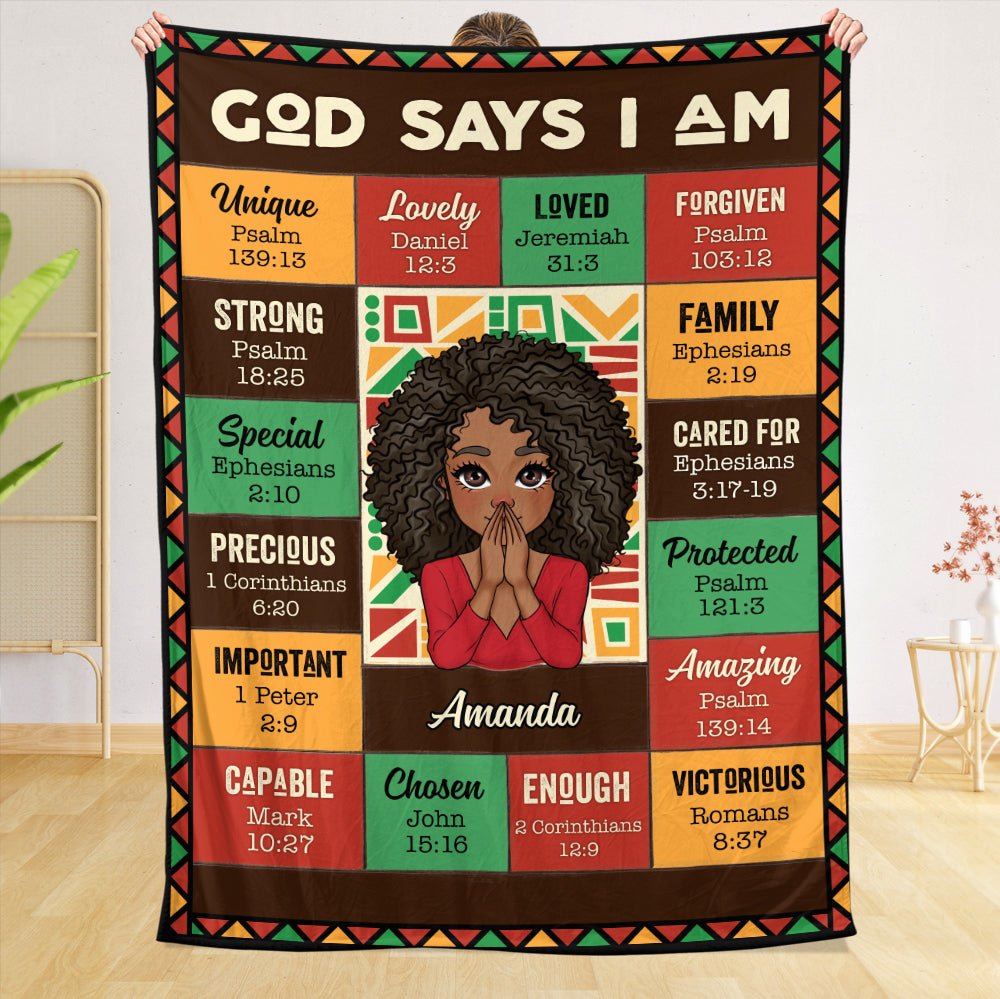 God Says I Am Black Go - Personalized Blanket - Best Gift For Mother, For Grandma - Giftago