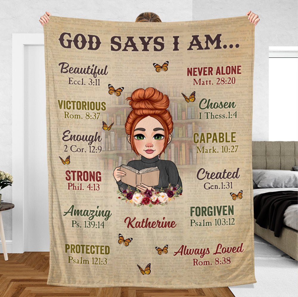 God Says I Am Book Lover - Personalized Blanket - Thoughtful Gift For Birthday - Giftago