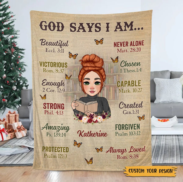 God Says I Am Book Lover - Personalized Blanket - Thoughtful Gift For Birthday - Giftago