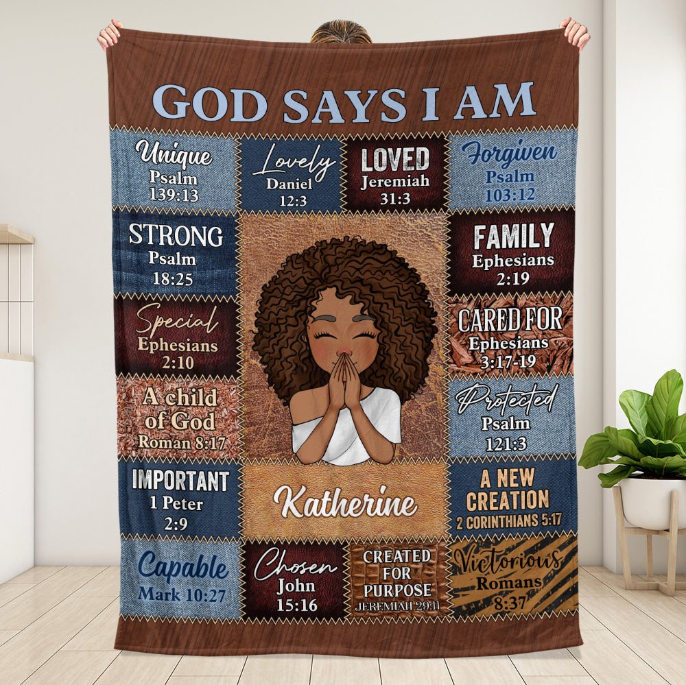 God Says I Am Brown - Personalized Blanket - Giftago