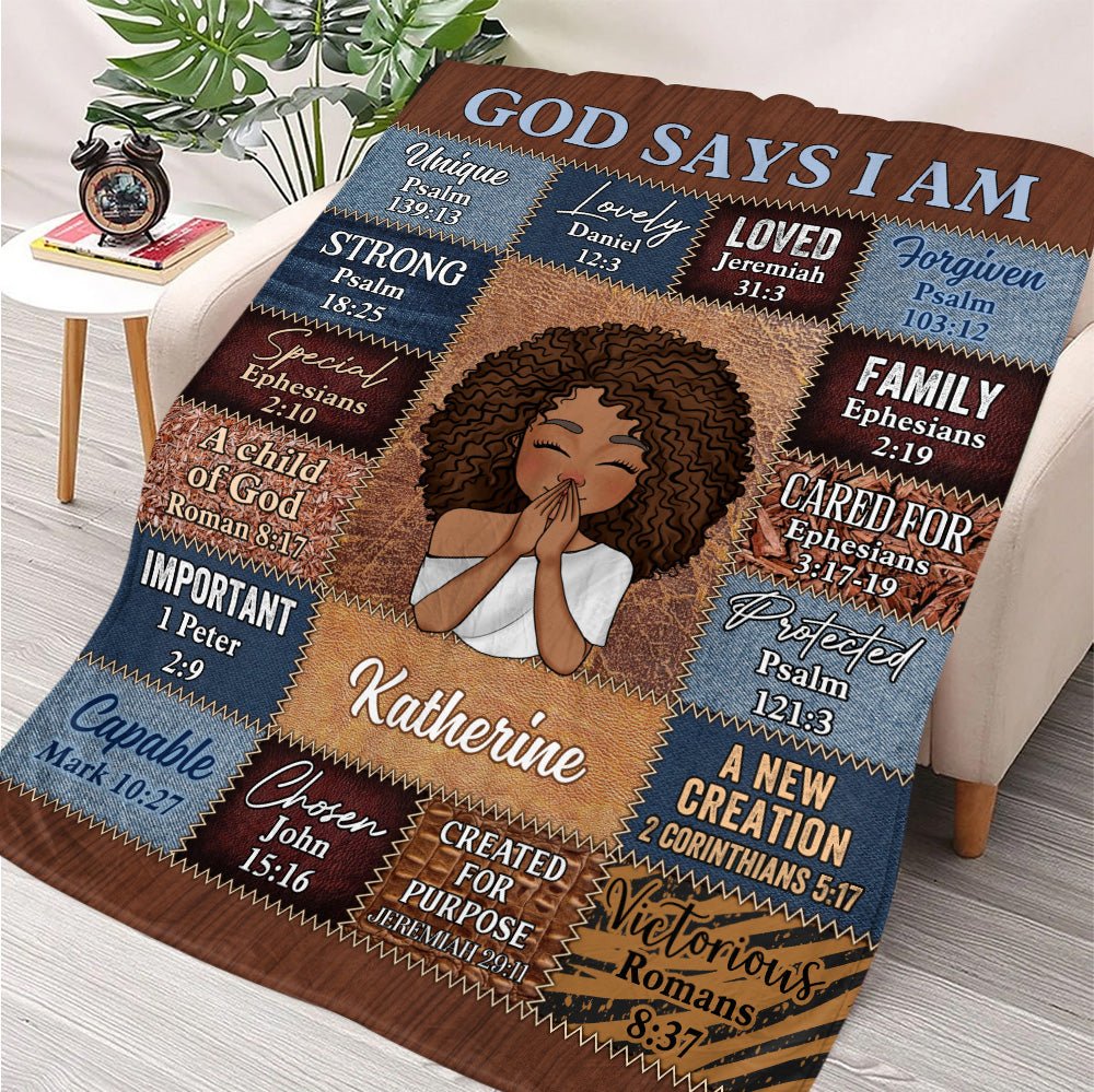God Says I Am Brown - Personalized Blanket - Giftago