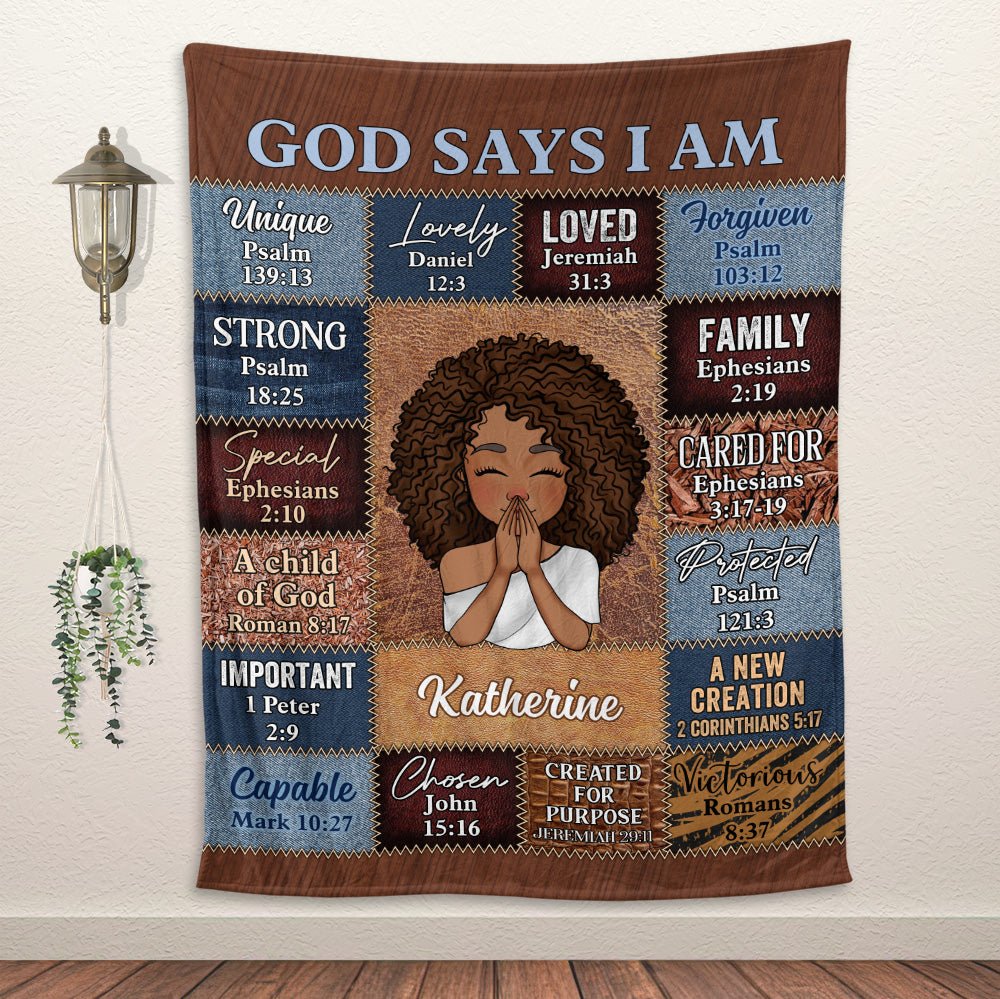 God Says I Am Brown - Personalized Blanket - Giftago