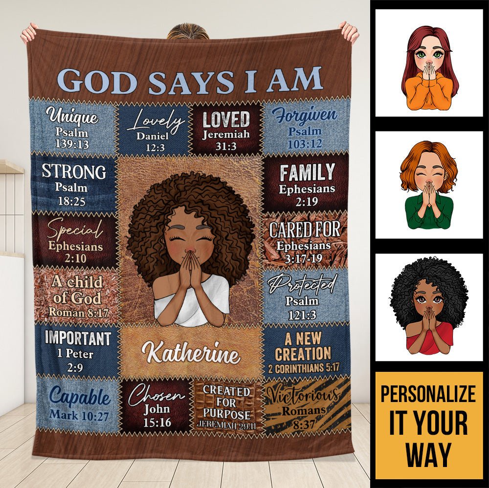 God Says I Am Brown - Personalized Blanket - Giftago