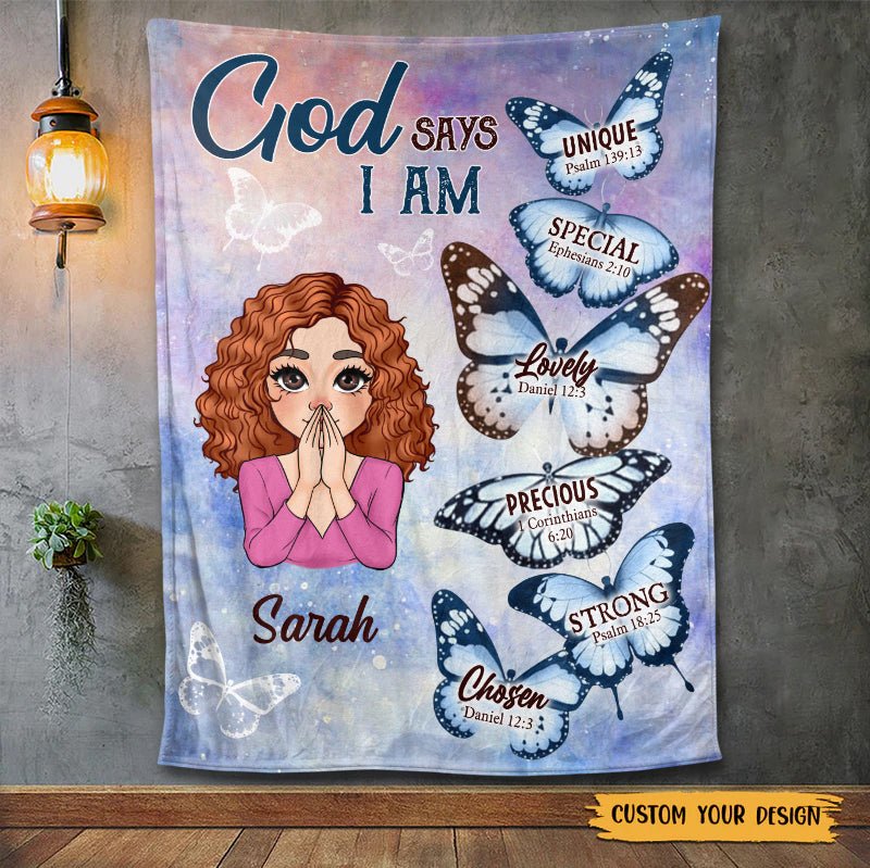God Says I Am Butterfly - Personalized Blanket - Meaningful Gift For Birthday - Giftago