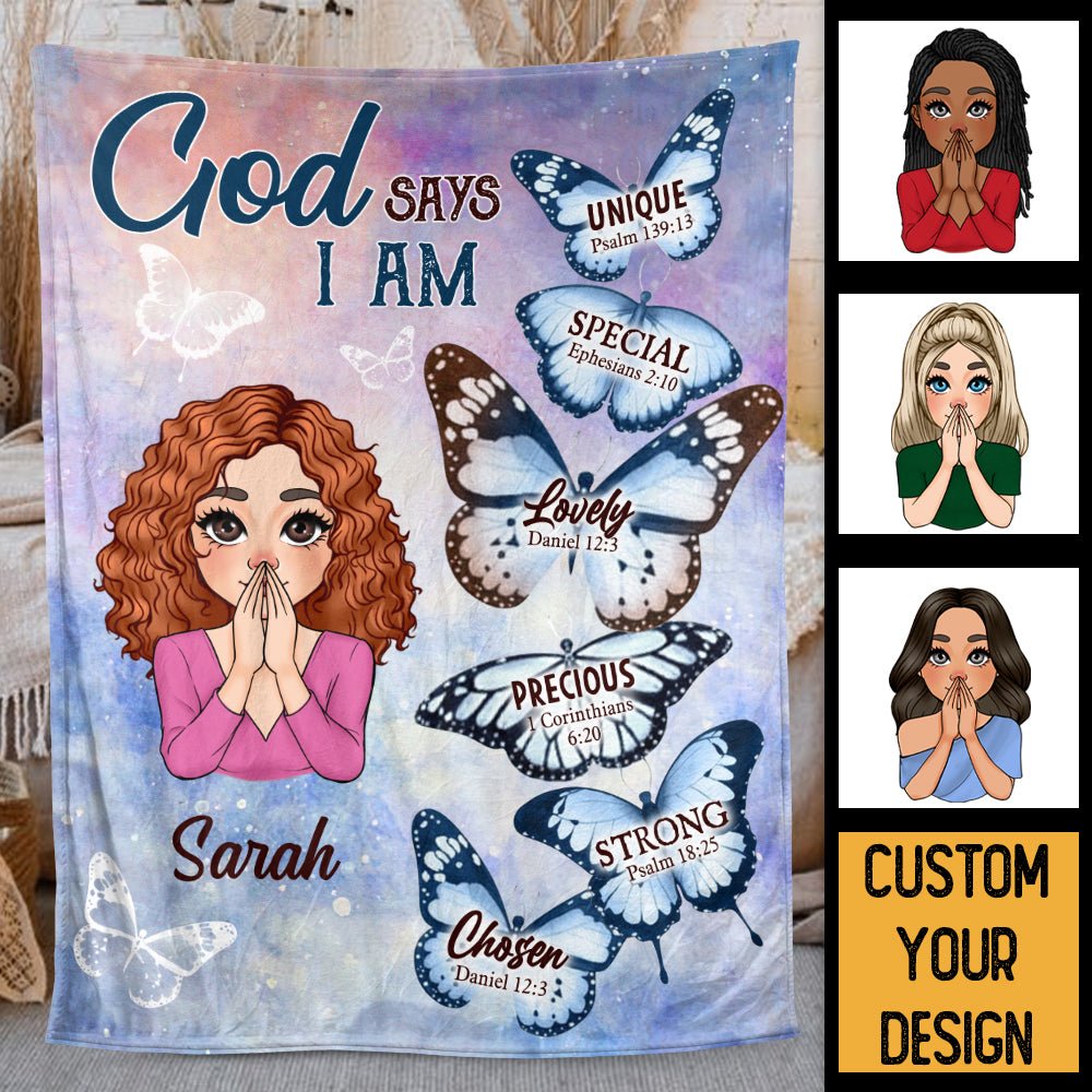 God Says I Am Butterfly - Personalized Blanket - Meaningful Gift For Birthday - Giftago
