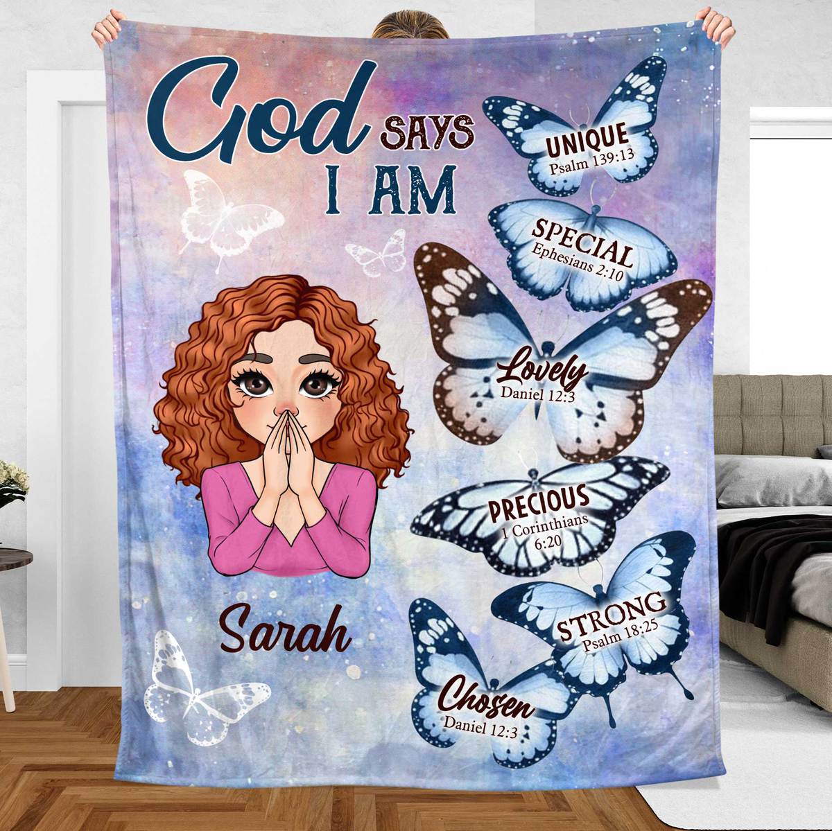 God Says I Am Butterfly - Personalized Blanket - Meaningful Gift For Birthday - Giftago