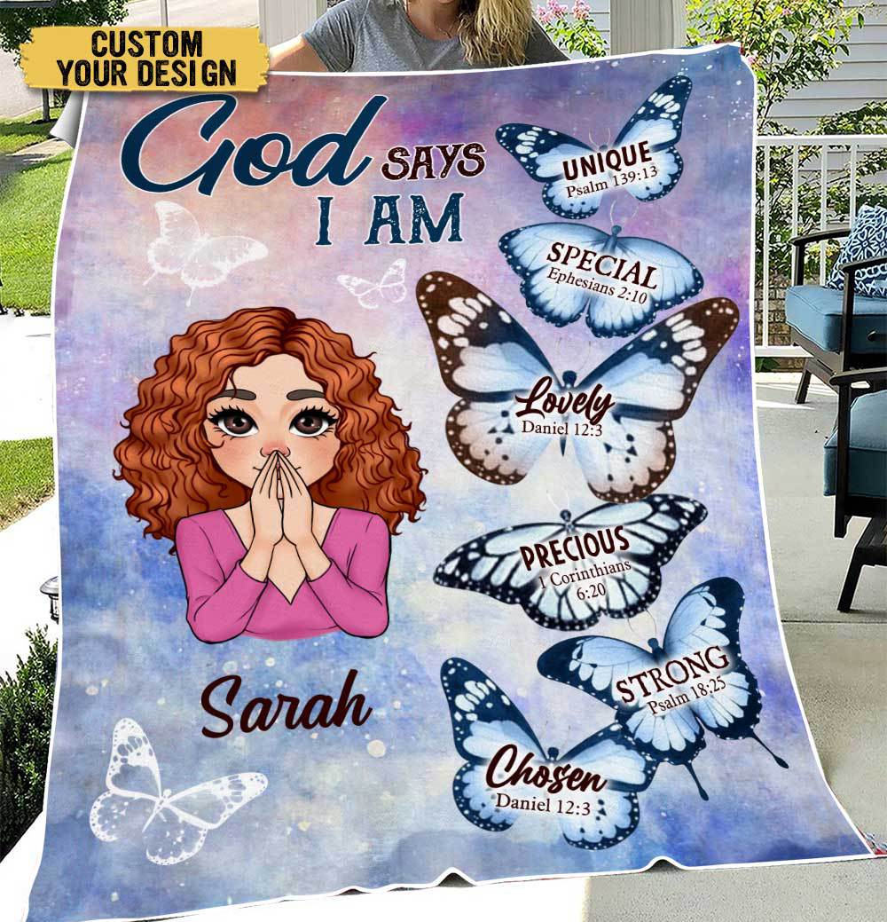 God Says I Am Butterfly - Personalized Blanket - Meaningful Gift For Birthday - Giftago