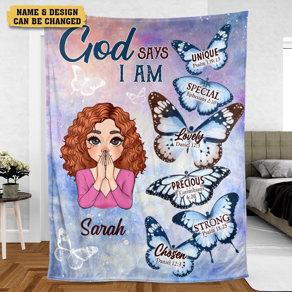 God Says I Am Butterfly - Personalized Blanket - Meaningful Gift For Birthday - Giftago