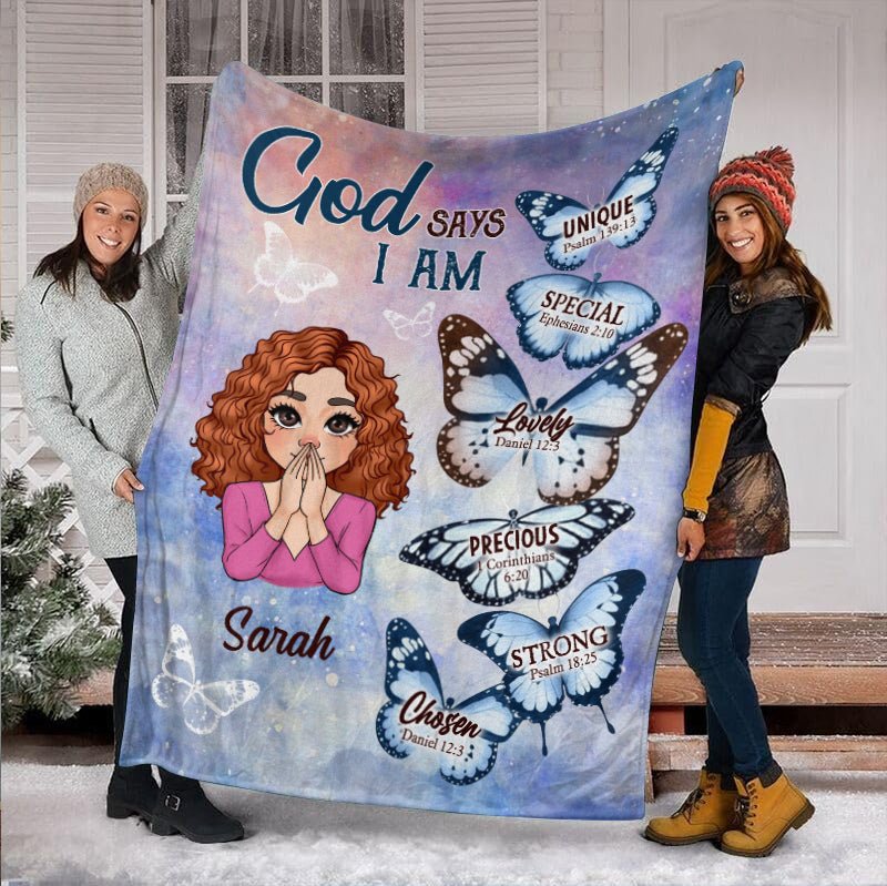 God Says I Am Butterfly - Personalized Blanket - Meaningful Gift For Birthday - Giftago