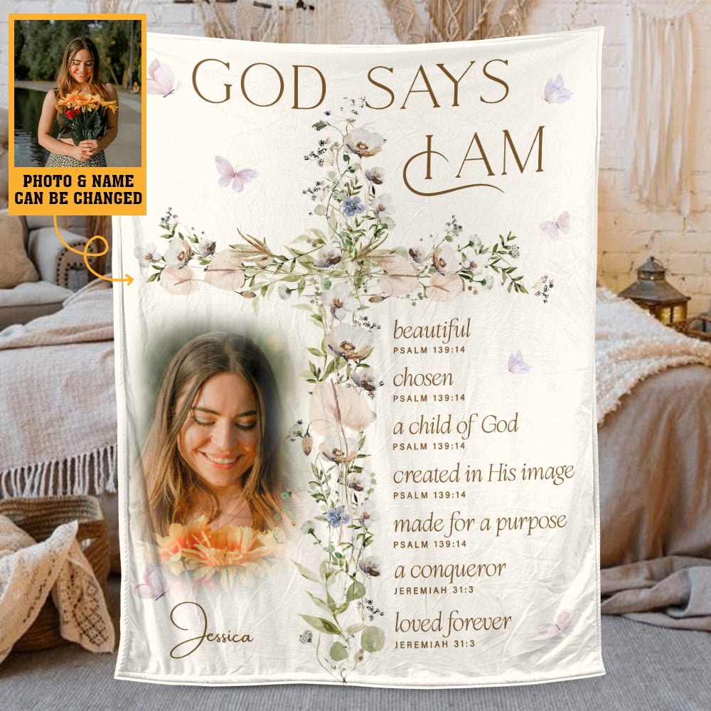 God Says I Am - Christian Affirmation Personalized Blanket - Giftago