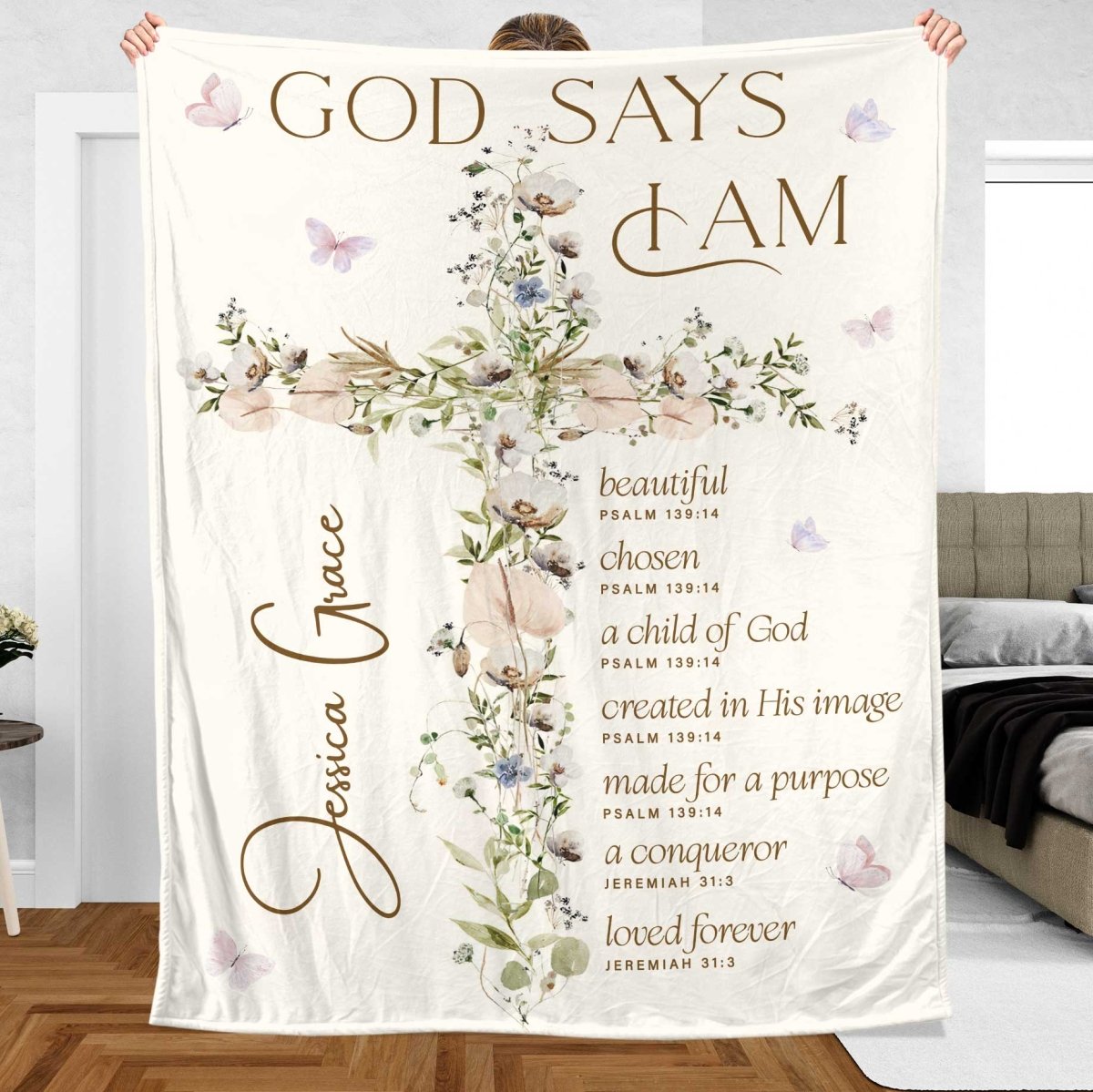 God Says I Am - Christian Affirmation Personalized Blanket - Giftago