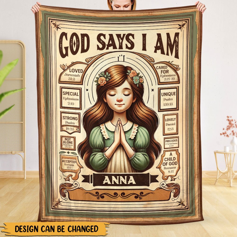 God Says I Am Classic (Custom Name) - Personalized Blanket - Meaningful Gift For Birthday - Giftago