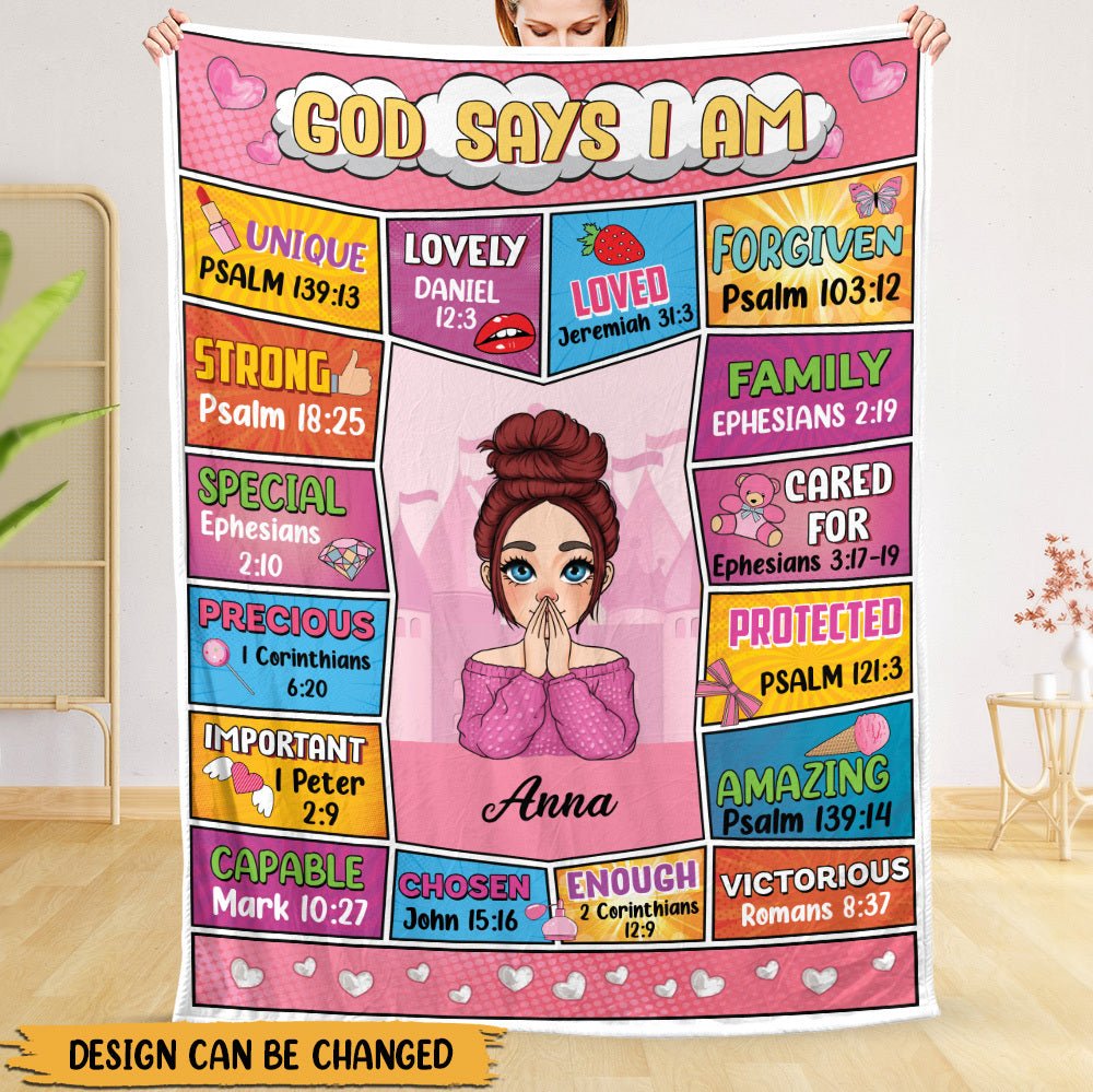 God Says I Am (Comic Ver) - Personalized Blanket - Meaningful Gift For Birthday - Giftago