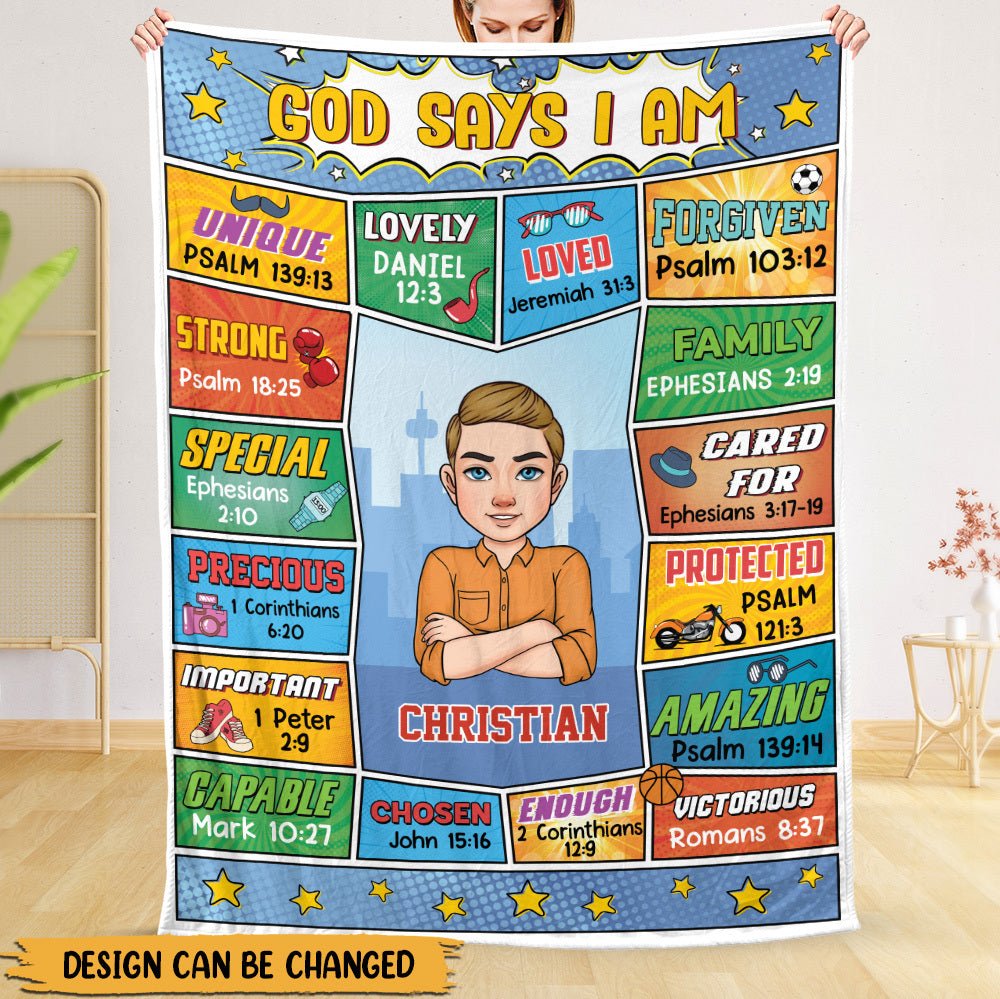 God Says I Am (Comic Ver) - Personalized Blanket - Meaningful Gift For Birthday - Giftago