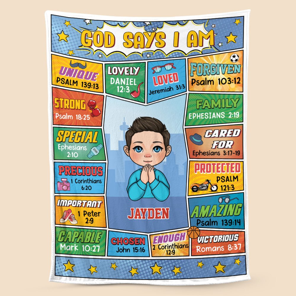 God Says I Am (Comic Ver) - Personalized Blanket - Meaningful Gift For Birthday - Giftago