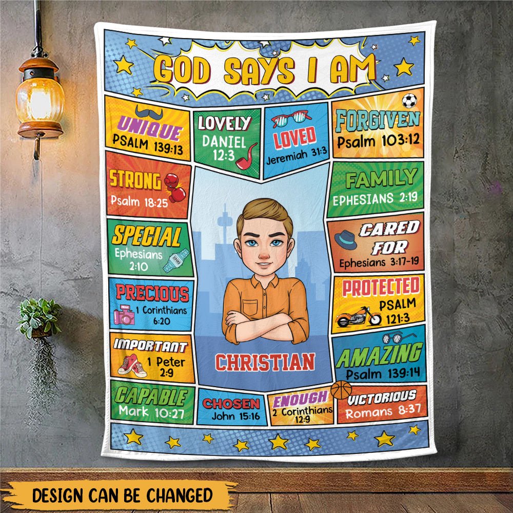God Says I Am (Comic Ver) - Personalized Blanket - Meaningful Gift For Birthday - Giftago