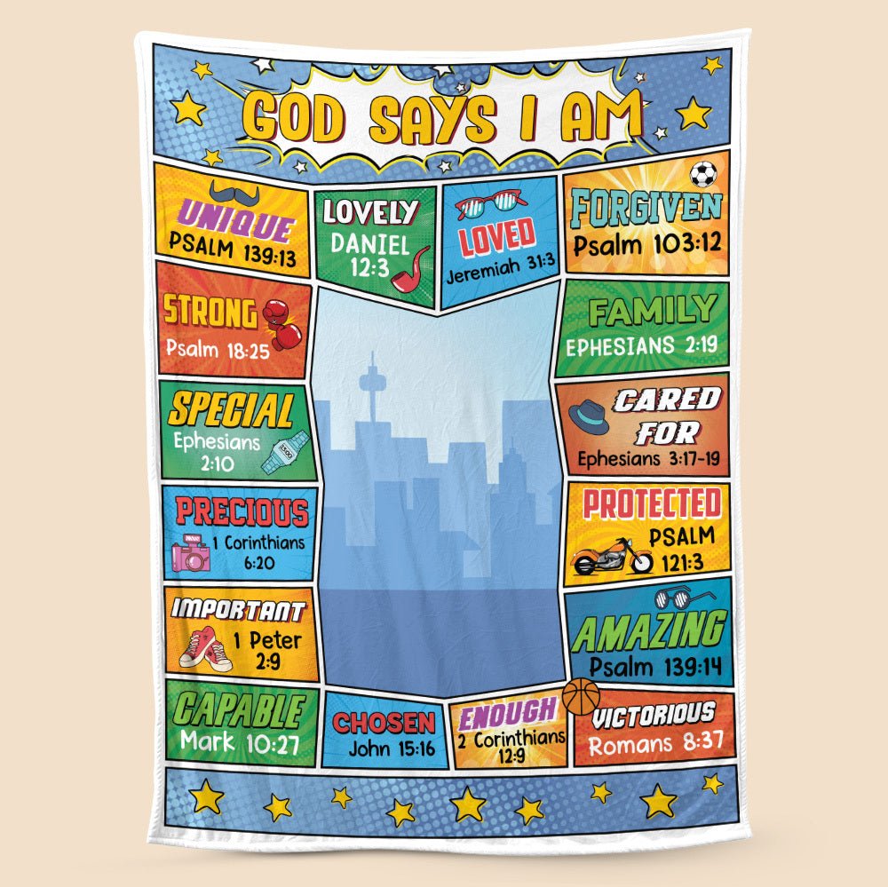 God Says I Am (Comic Ver) - Personalized Blanket - Meaningful Gift For Birthday - Giftago