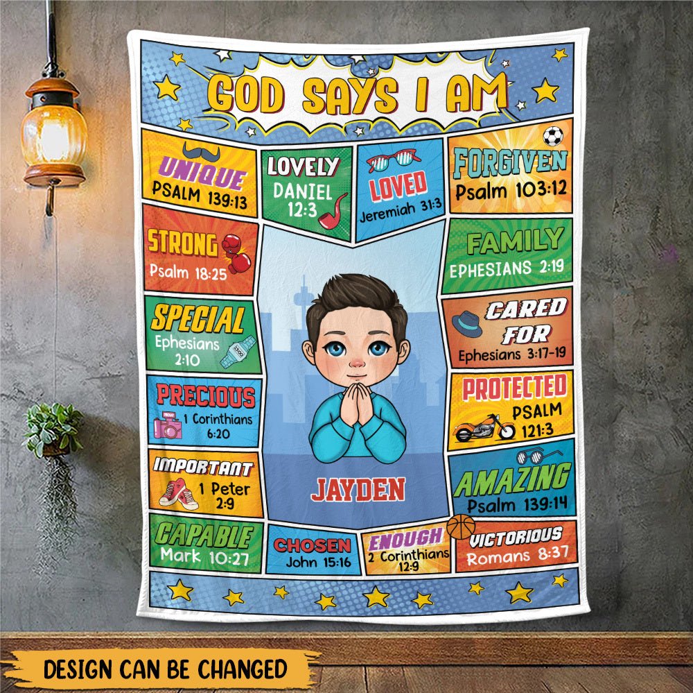 God Says I Am (Comic Ver) - Personalized Blanket - Meaningful Gift For Birthday - Giftago