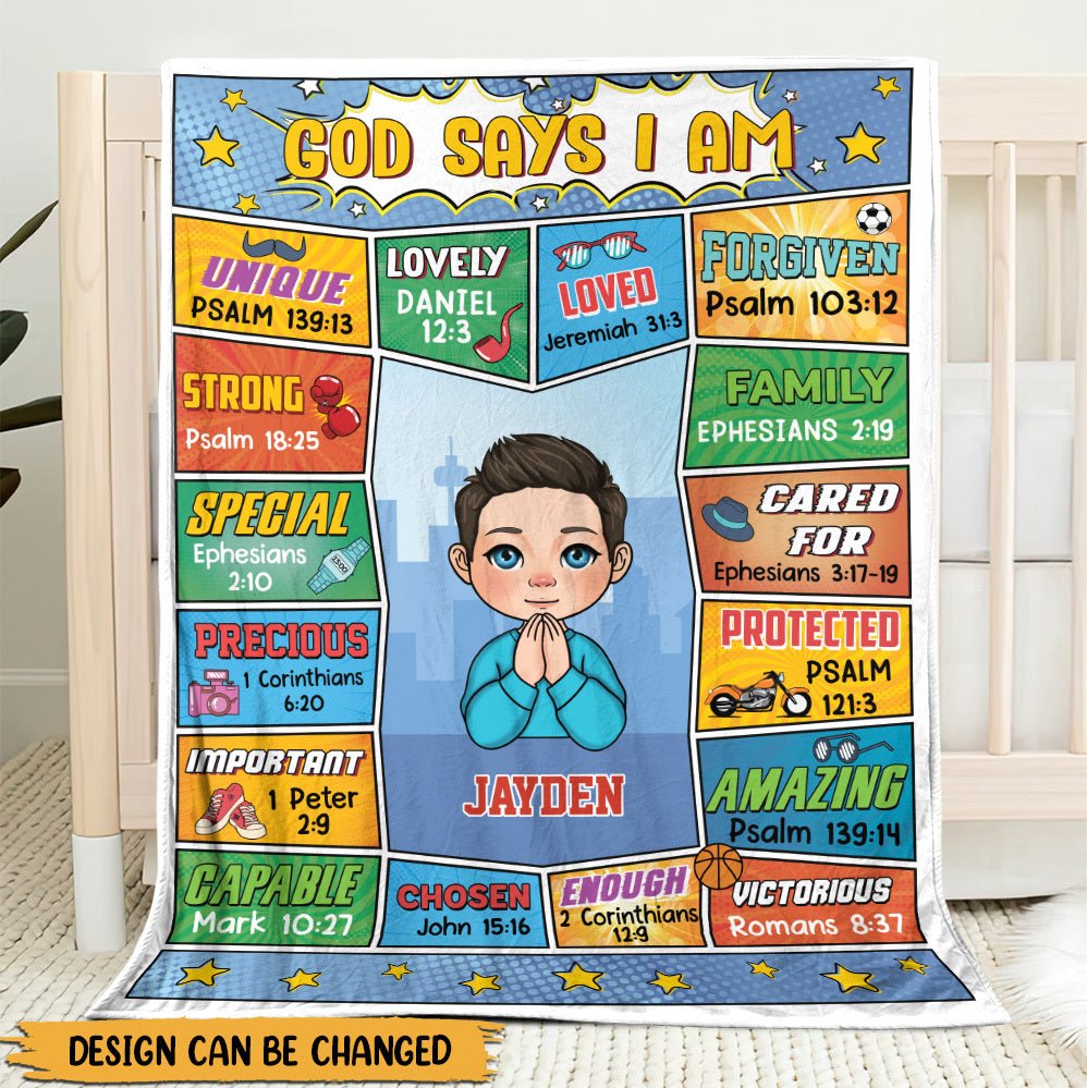 God Says I Am (Comic Ver) - Personalized Blanket - Meaningful Gift For Birthday - Giftago