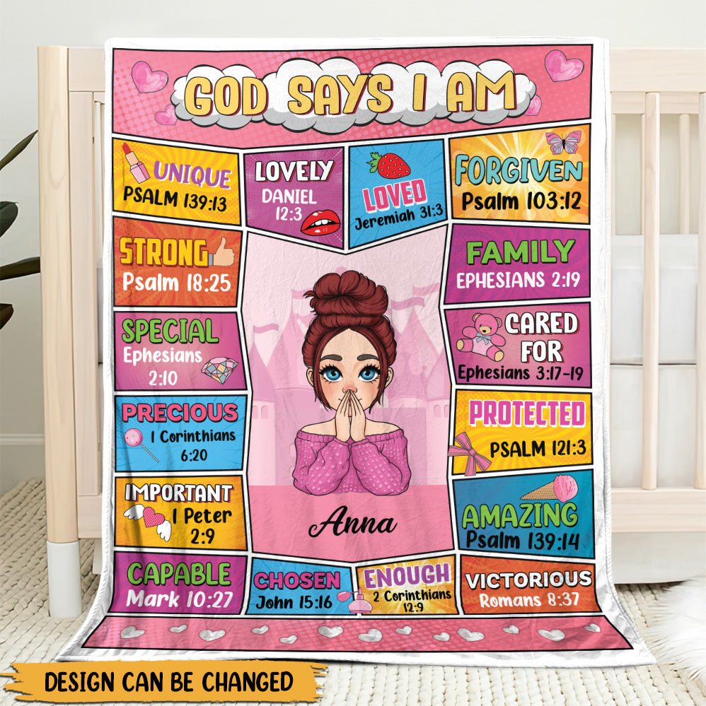 God Says I Am (Comic Ver) - Personalized Blanket - Meaningful Gift For Birthday - Giftago