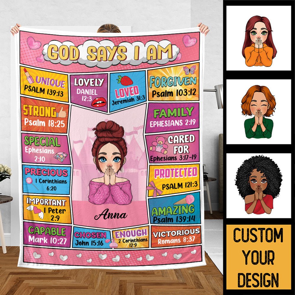 God Says I Am (Comic Ver) - Personalized Blanket - Meaningful Gift For Birthday - Giftago