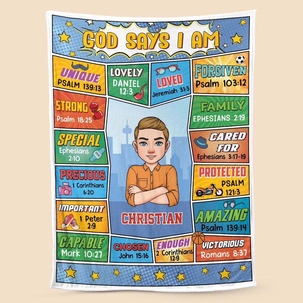 God Says I Am (Comic Ver) - Personalized Blanket - Meaningful Gift For Birthday - Giftago
