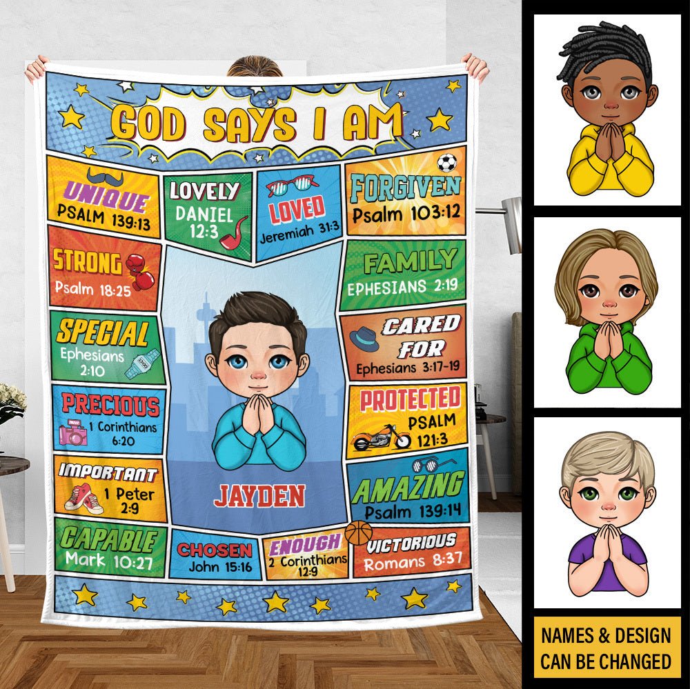 God Says I Am (Comic Ver) - Personalized Blanket - Meaningful Gift For Birthday - Giftago