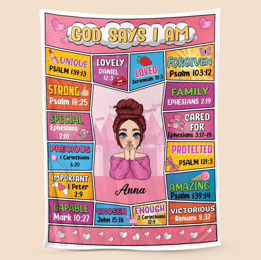 God Says I Am (Comic Ver) - Personalized Blanket - Meaningful Gift For Birthday - Giftago