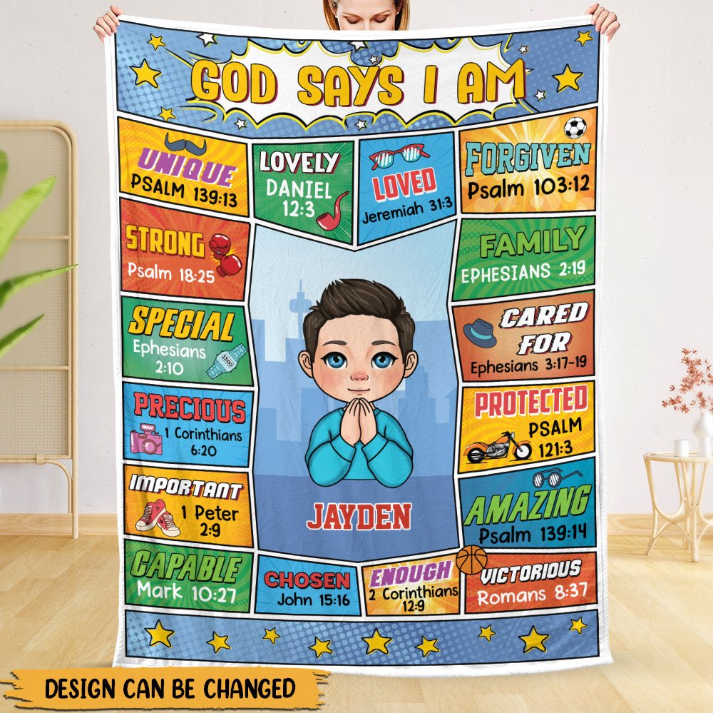 God Says I Am (Comic Ver) - Personalized Blanket - Meaningful Gift For Birthday - Giftago