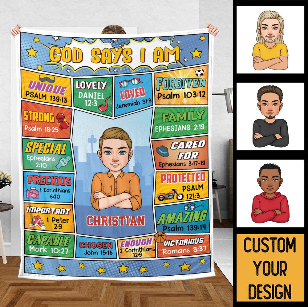 God Says I Am (Comic Ver) - Personalized Blanket - Meaningful Gift For Birthday - Giftago