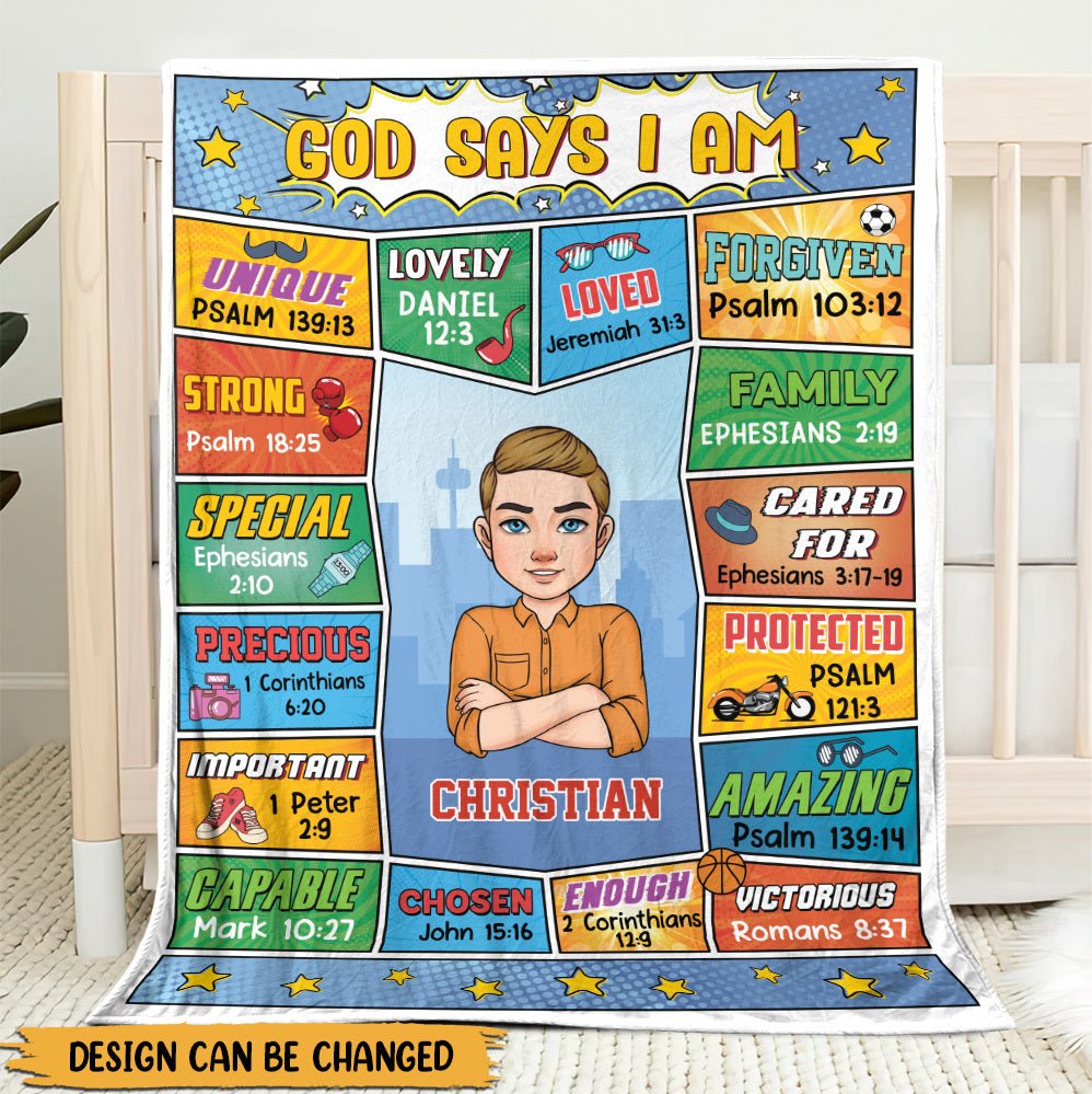 God Says I Am (Comic Ver) - Personalized Blanket - Meaningful Gift For Birthday - Giftago