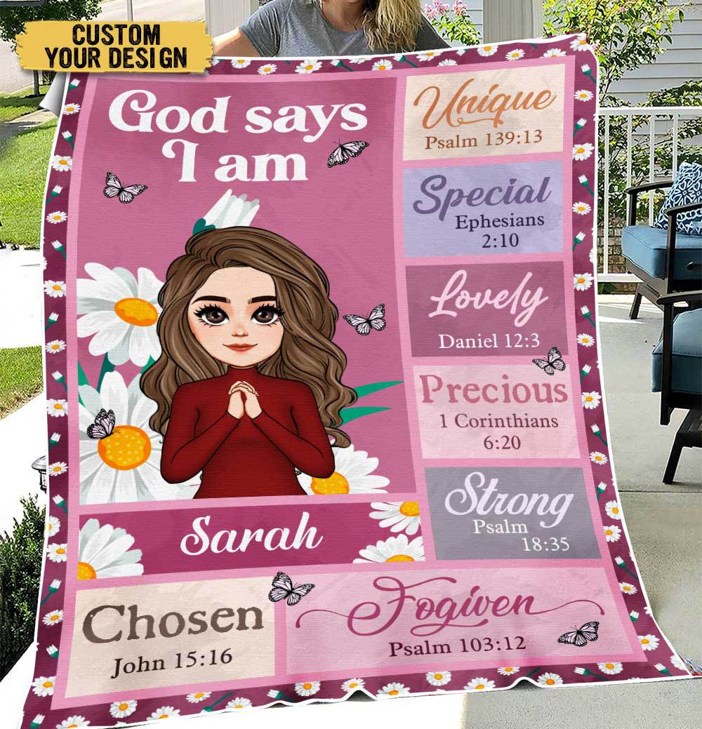 God Says I Am Daisy (Chibi) - Personalized Blanket - Best Gift For Birthday - Giftago