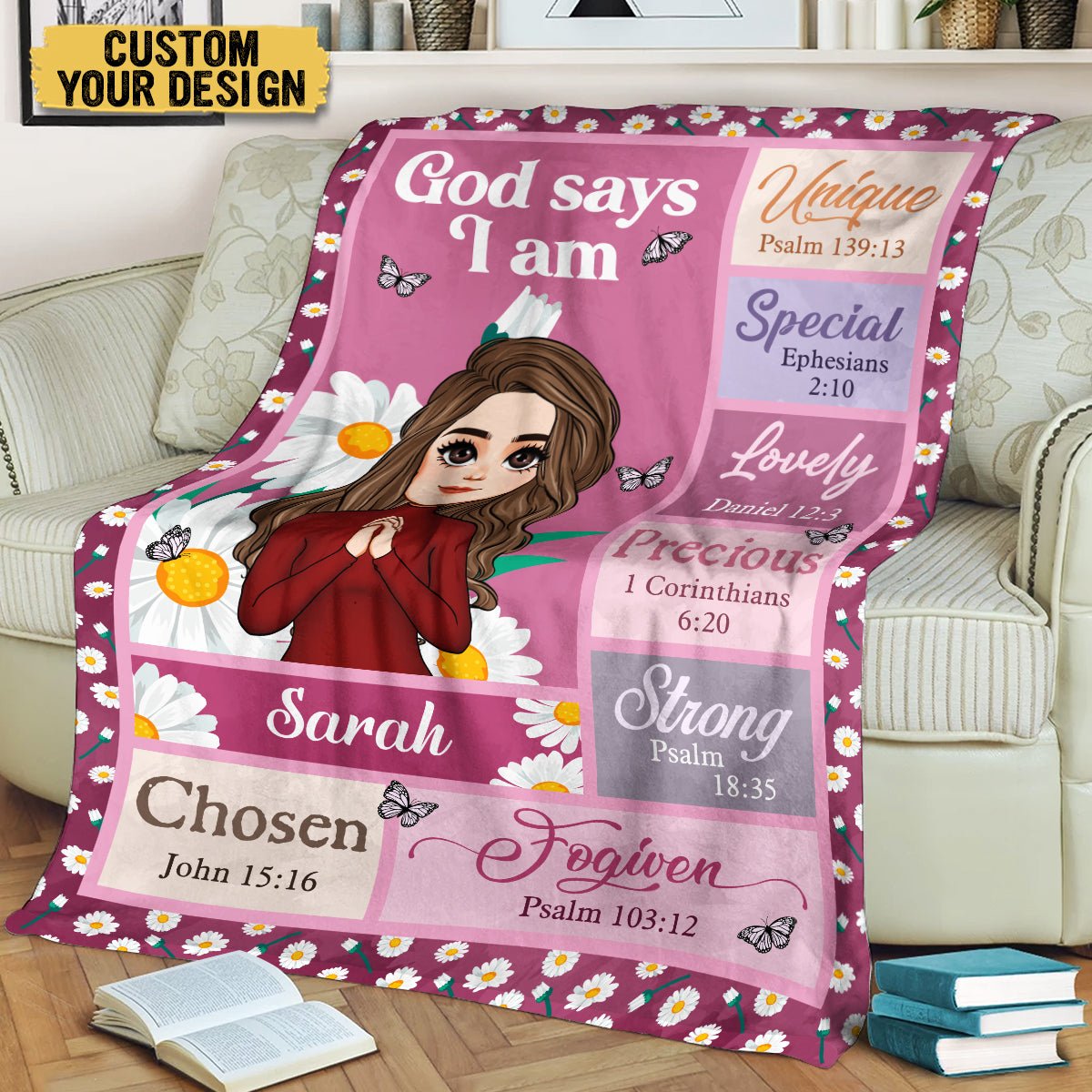 God Says I Am Daisy (Chibi) - Personalized Blanket - Best Gift For Birthday - Giftago