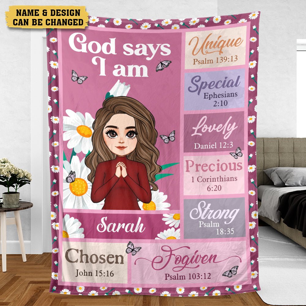 God Says I Am Daisy (Chibi) - Personalized Blanket - Best Gift For Birthday - Giftago