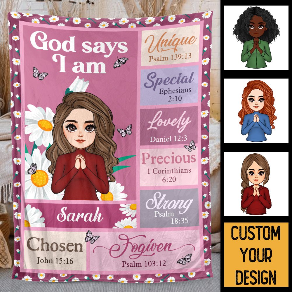 God Says I Am Daisy (Chibi) - Personalized Blanket - Best Gift For Birthday - Giftago