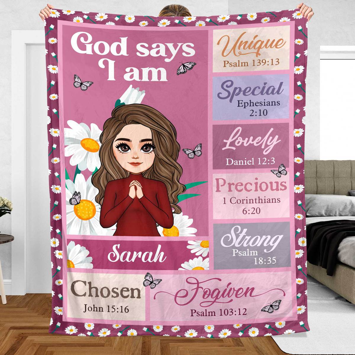 God Says I Am Daisy (Chibi) - Personalized Blanket - Best Gift For Birthday - Giftago