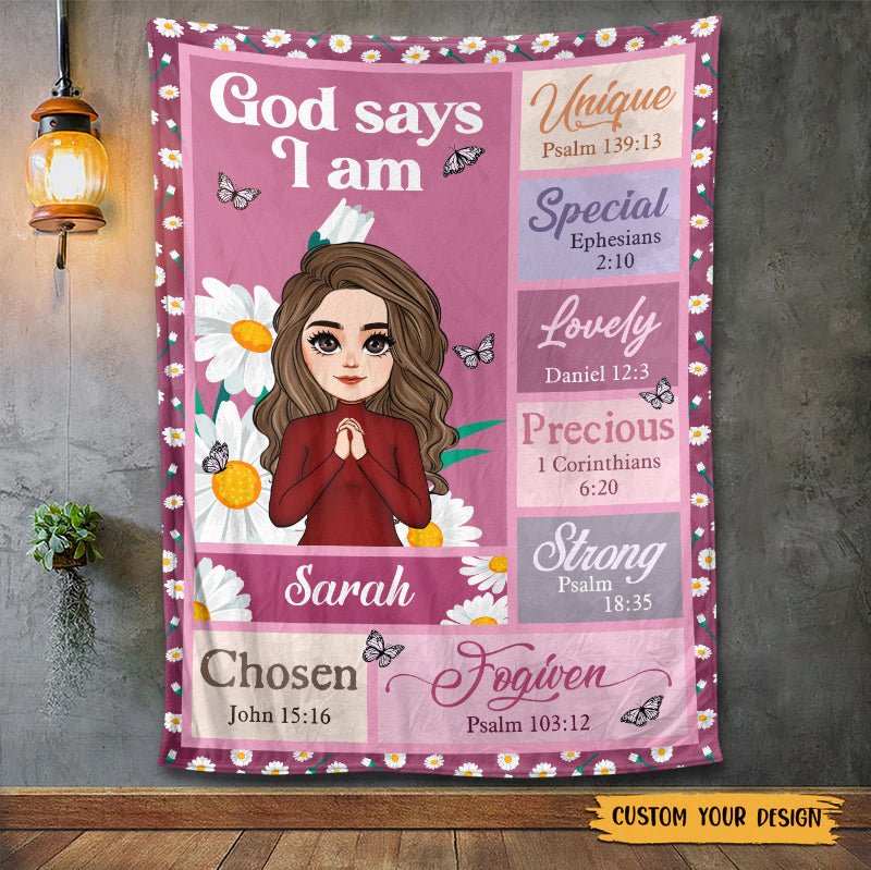 God Says I Am Daisy (Chibi) - Personalized Blanket - Best Gift For Birthday - Giftago
