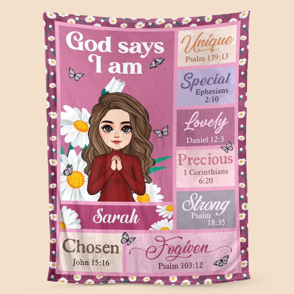God Says I Am Daisy (Chibi) - Personalized Blanket - Best Gift For Birthday - Giftago
