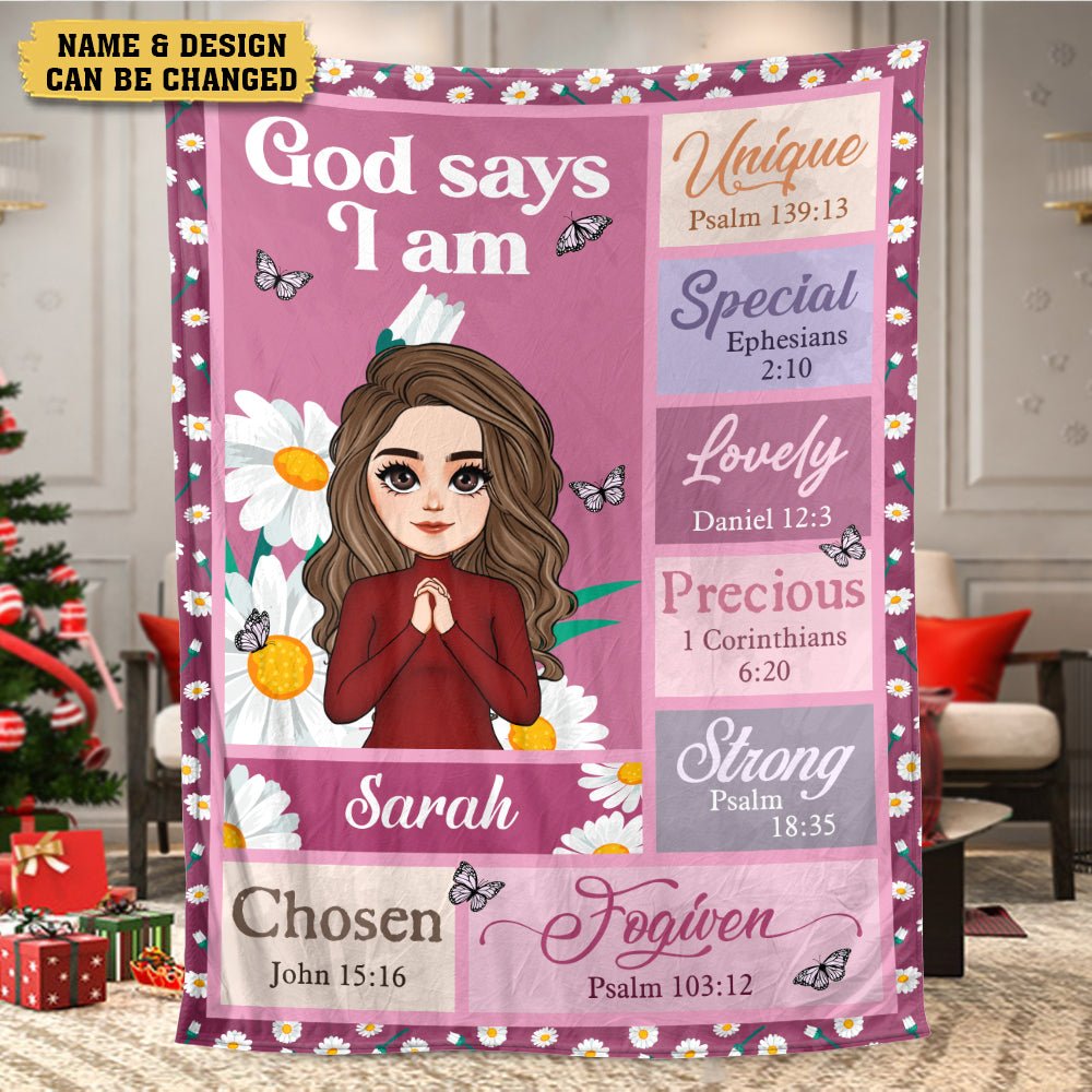 God Says I Am Daisy (Chibi) - Personalized Blanket - Best Gift For Birthday - Giftago